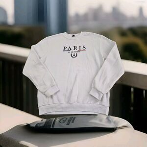 Vintage Paris France Tour D'or Travel Embroidered Pullover Sweatshirt 2xl